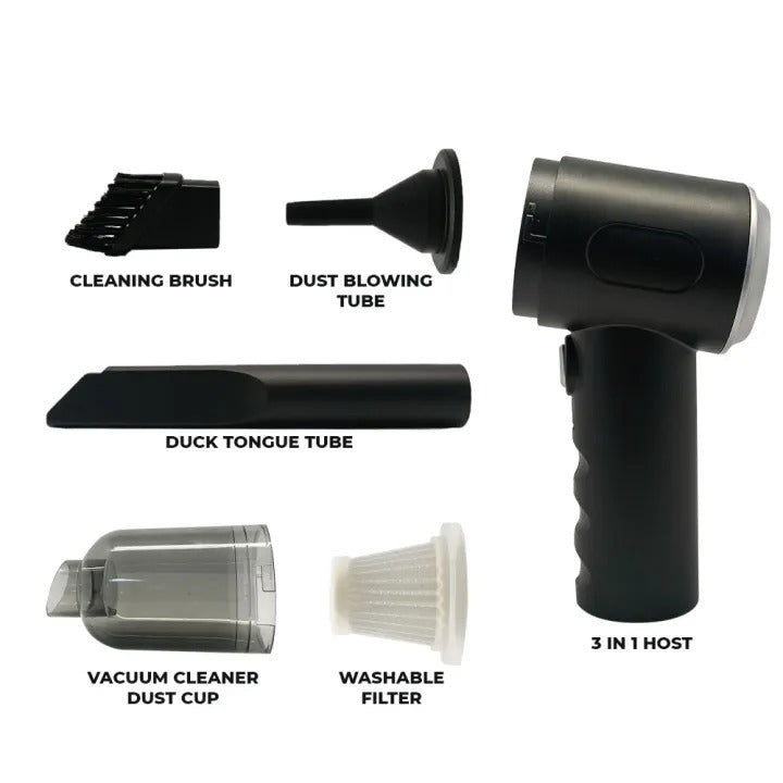 3-in-1 Portable Wireless Vacuum Cleaner AS-228 – Powerful Suction for Car, Home & Office Cleaning