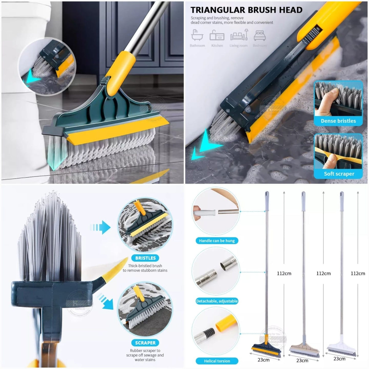 2-in-1 Floor Cleaning Brush – 120° Rotating Scrub Brush for Bathroom, Tiles, Windows & Floor Cleaning
