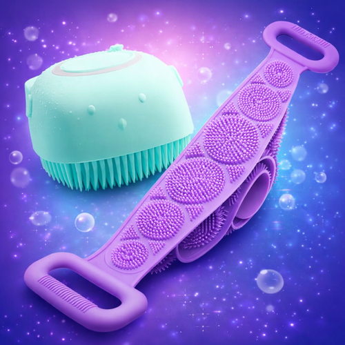 2-in-1 Silicone Body Scrubber & Back Belt Combo