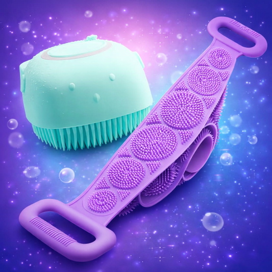2-in-1 Silicone Body Scrubber & Back Belt Combo