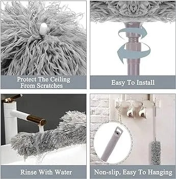 Microfiber Duster with Extendable Telescopic Pole – Flexible Dust Cleaner for Ceiling Fans, Windows & Furniture