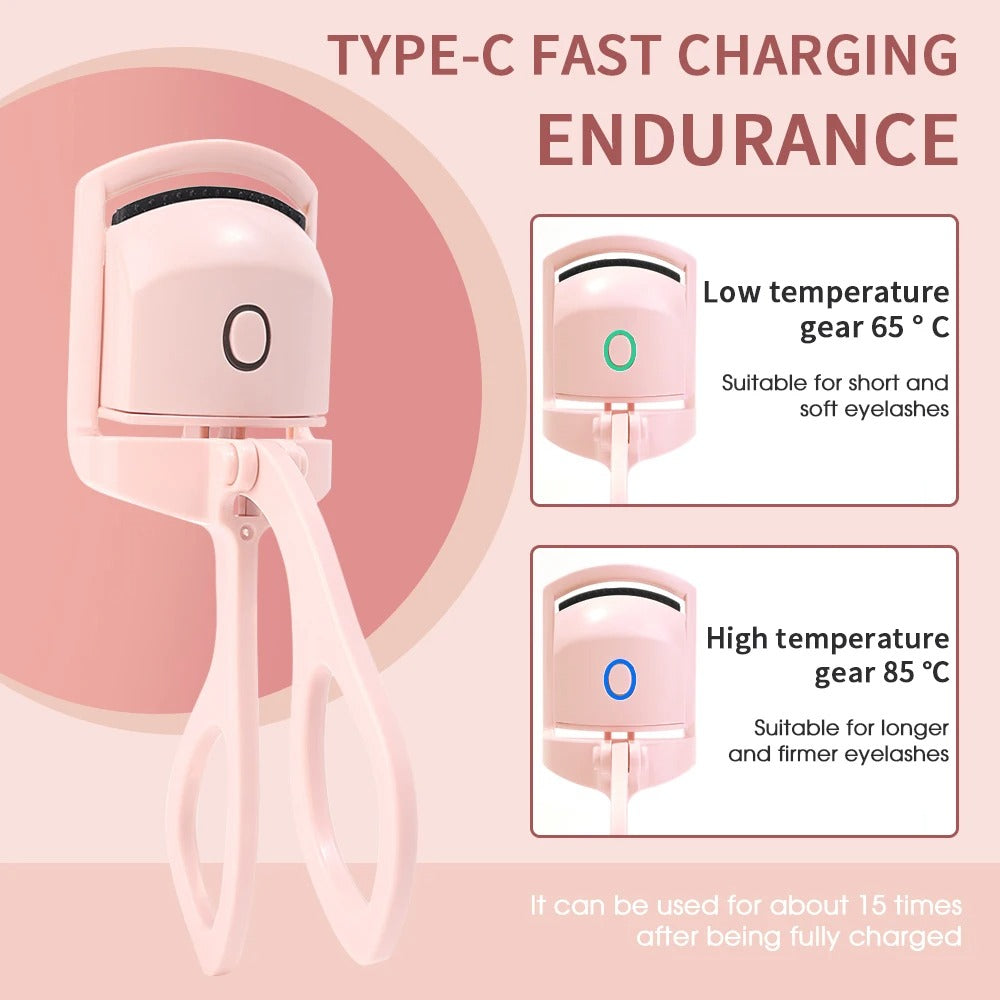 Automatic Heated Eyelash Curler – USB Rechargeable Electric Lash Curler for Long-Lasting Natural Curl (Random Color)
