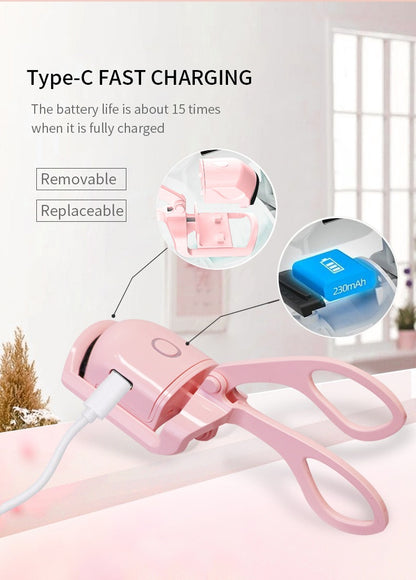 Automatic Heated Eyelash Curler – USB Rechargeable Electric Lash Curler for Long-Lasting Natural Curl (Random Color)