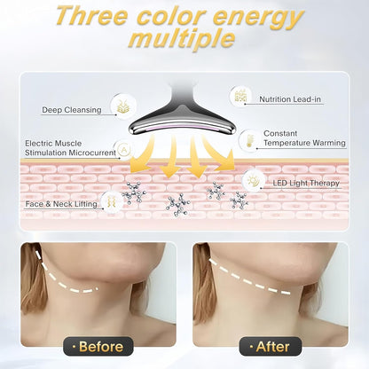 EMS Face & Neck Massager – 3 Modes, 45°C Heat Therapy & Skin Tightening Device