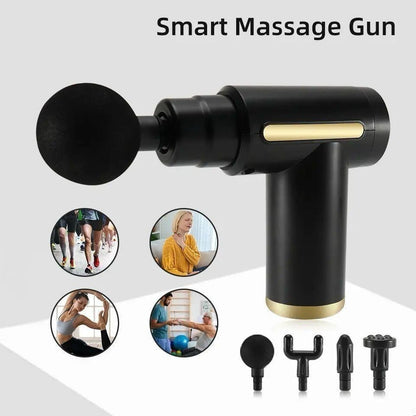 4-in-1 Rechargeable Massage Gun – Deep Tissue Body Massager with 4 Massage Heads