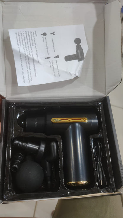 4-in-1 Rechargeable Massage Gun – Deep Tissue Body Massager with 4 Massage Heads