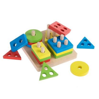 Lewo Wooden Shape Matching Sorting Puzzle for Toddlers
