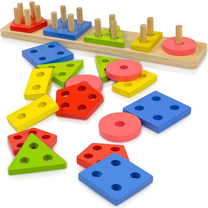 Lewo Wooden Shape Matching Sorting Puzzle for Toddlers