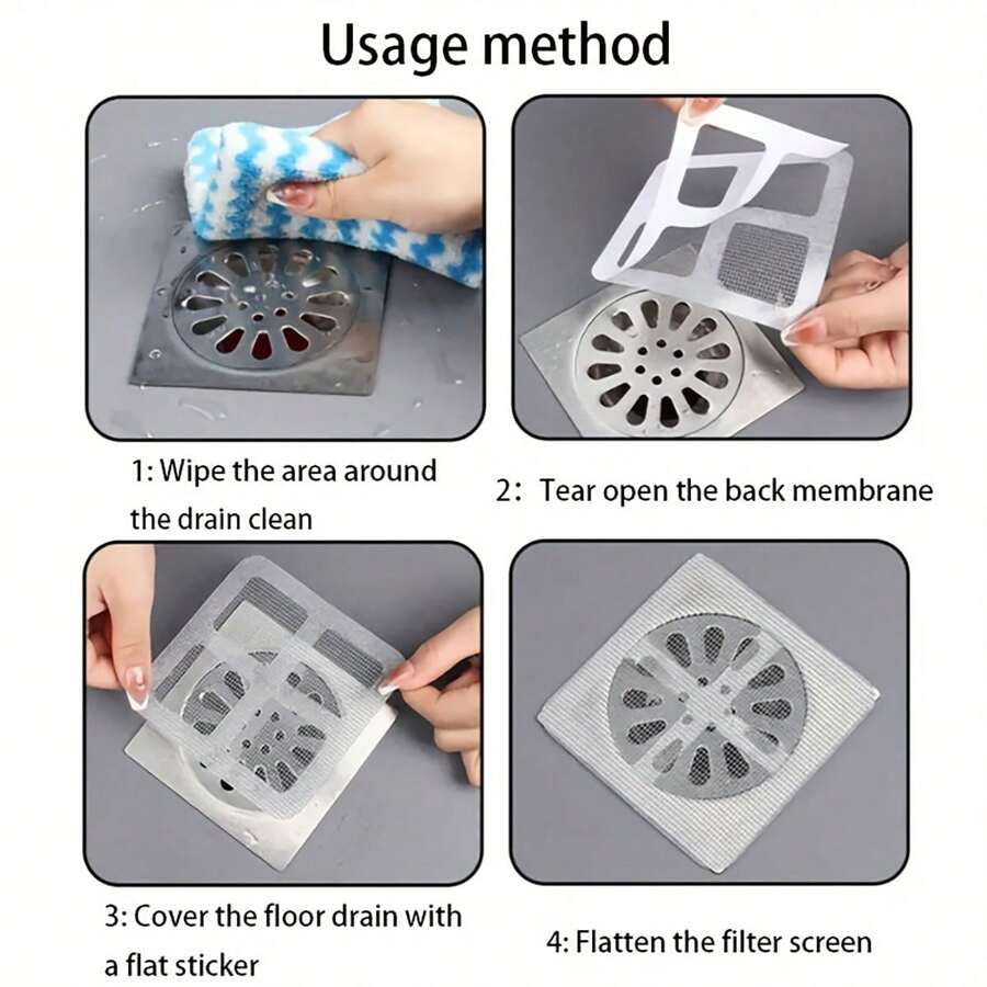 10PCS Self-Adhesive Drain Net Stickers – Anti-Clog Hair Catcher & Window Screen Repair Patch
