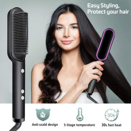Professional Hair Straightening Brush HQT-909B – Fast Heating Styling Comb for Smooth & Silky Hair