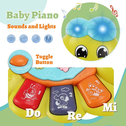 Musical Caterpillar Baby Piano Toy with Lights & Animal Sounds