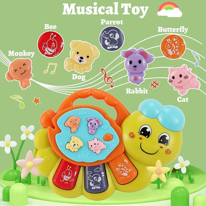 Musical Caterpillar Baby Piano Toy with Lights & Animal Sounds