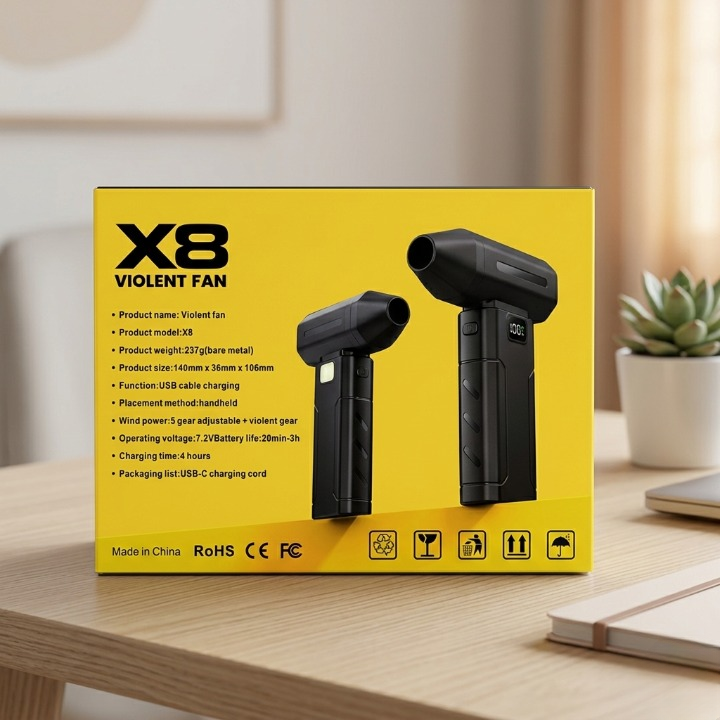 X8 Mini Jet Fan – High-Speed Turbo Air Duster & USB Rechargeable Cooling Fan
